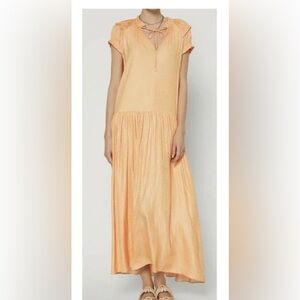 Current Air Peach Jacquard Maxi Dress Boho Tiered GardenParty Size L Anthro